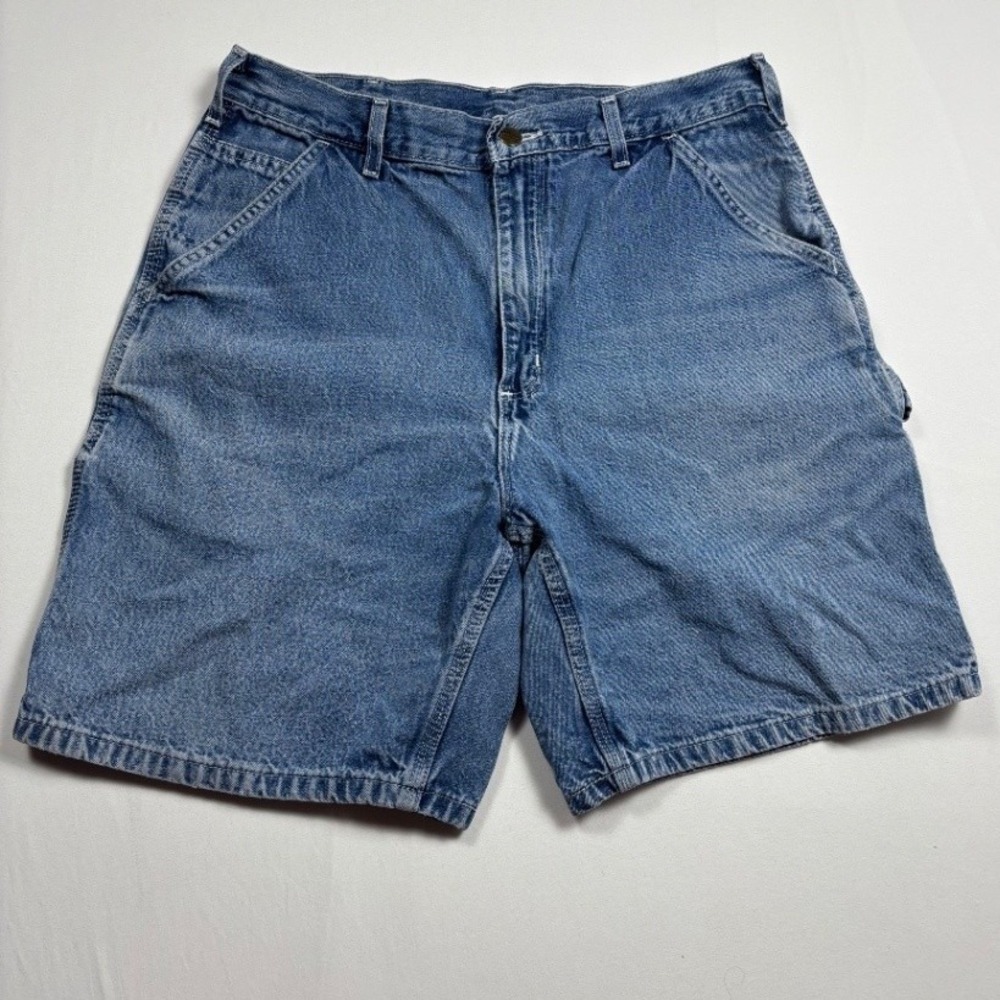 Carhartt Men's Denim Cargo Work Shorts R26 DST Blue Cotton Size 34